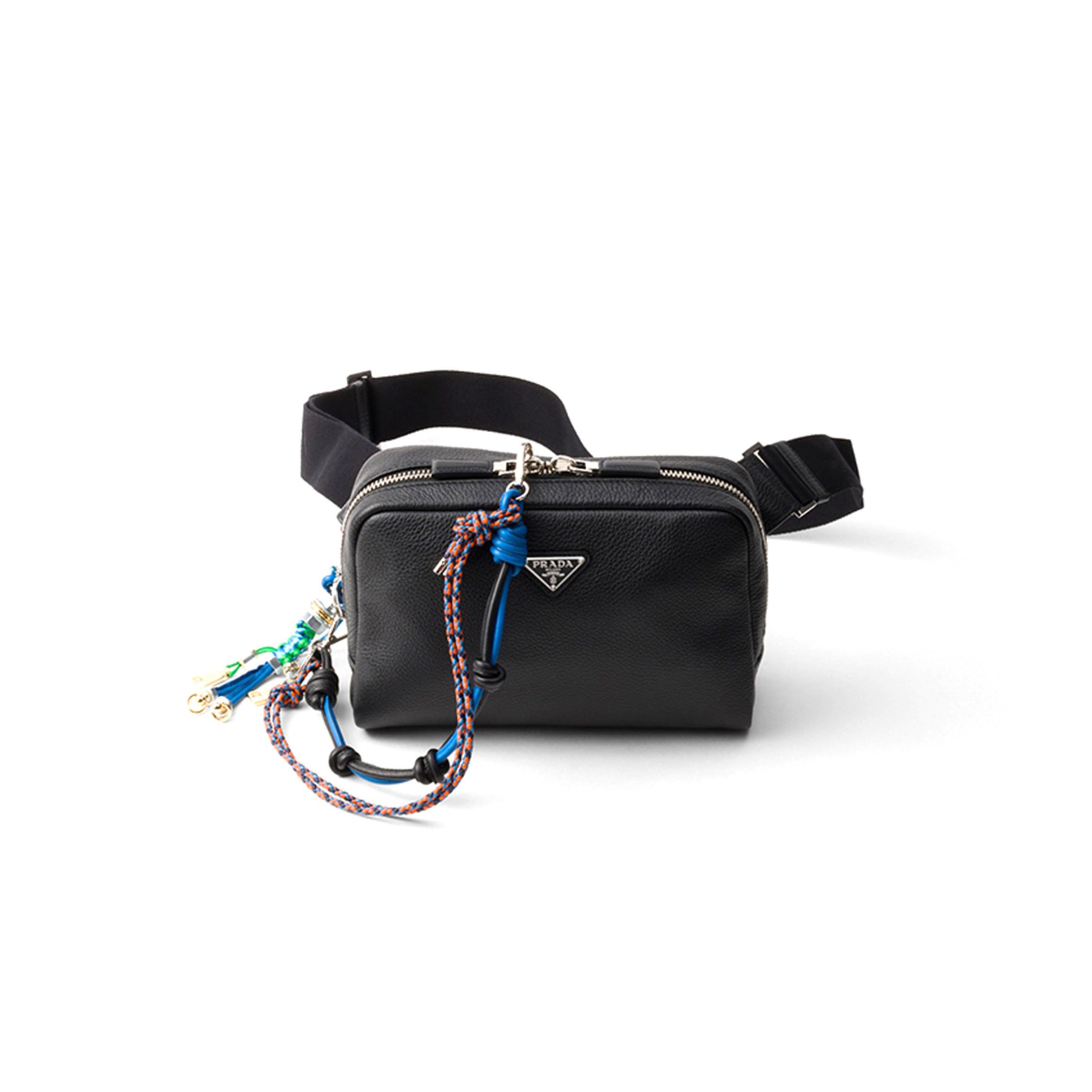 Pra*a leather shoulder bag with charm 2vh181 (24*16.5*7cm)